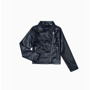 Girls Biker Jacket By Silver Jean Co. Size Small Vegan Leather Black Moto Style